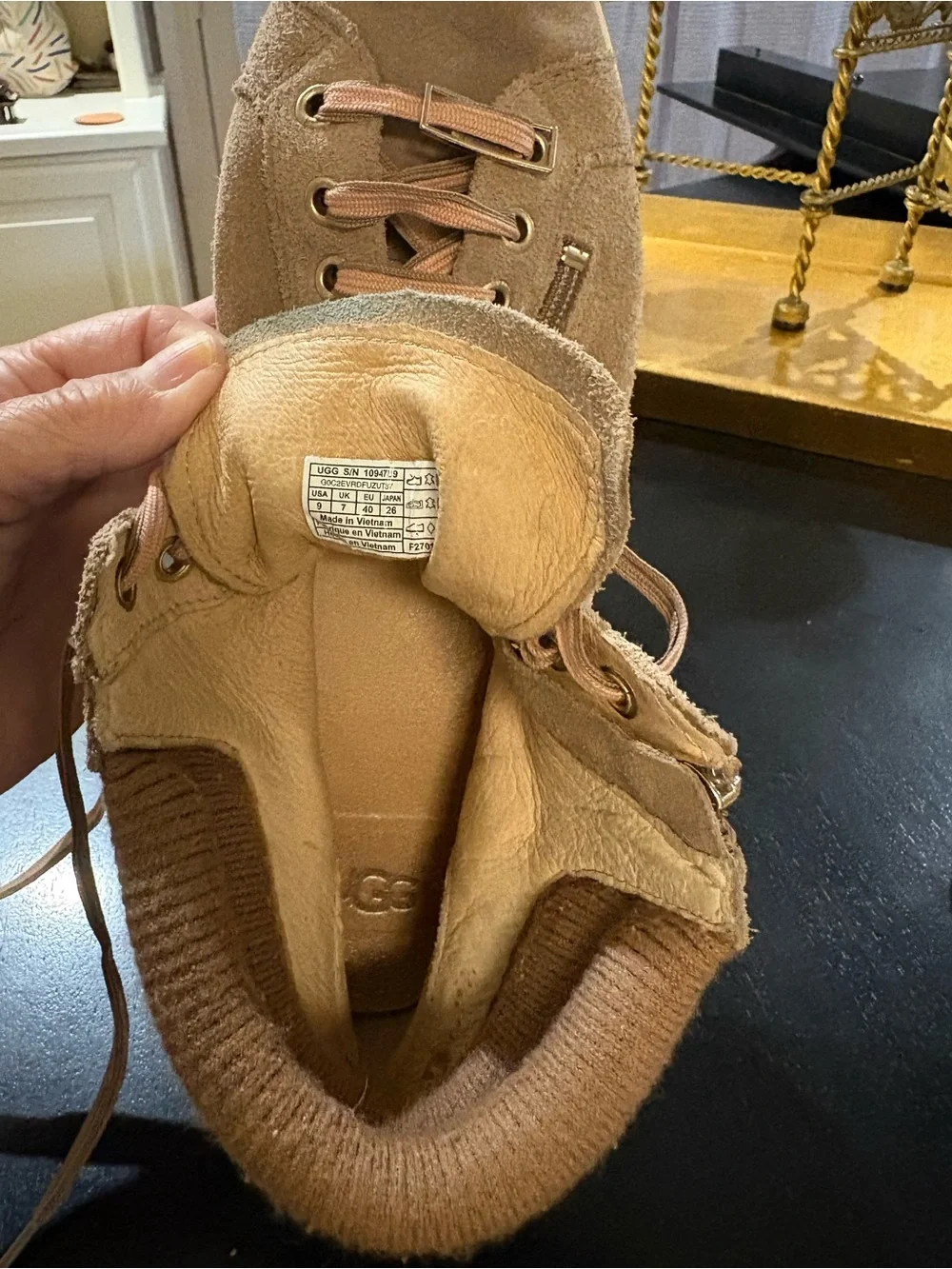 UGG Ladies Taupe Suede Mid-Top Sneakers